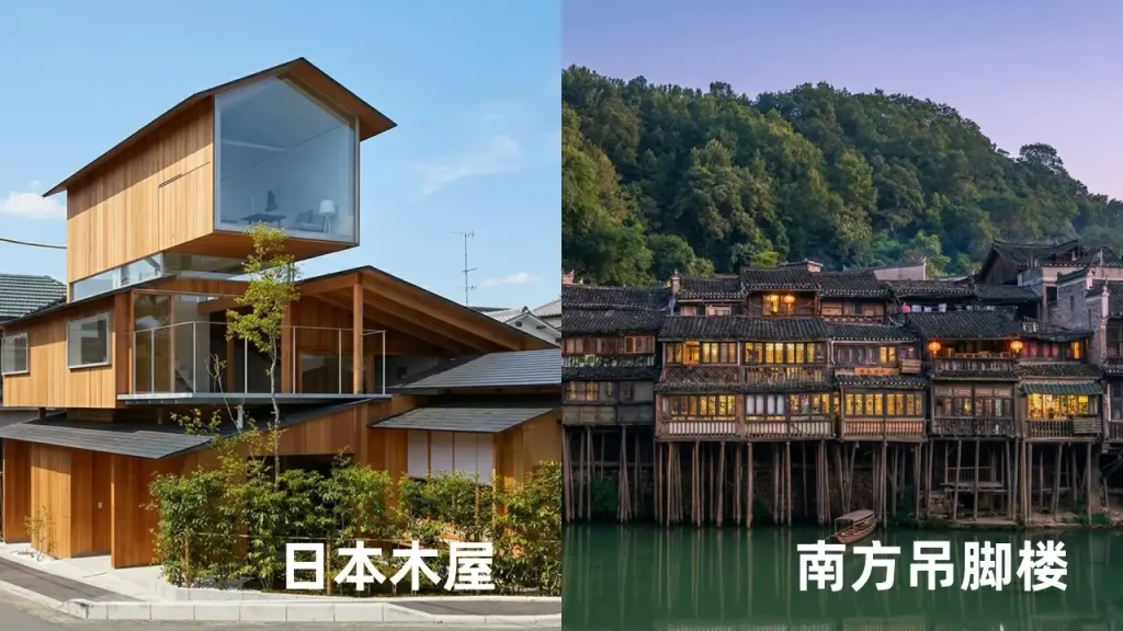 日本木屋-南方吊脚楼-地理第一课-初中地理