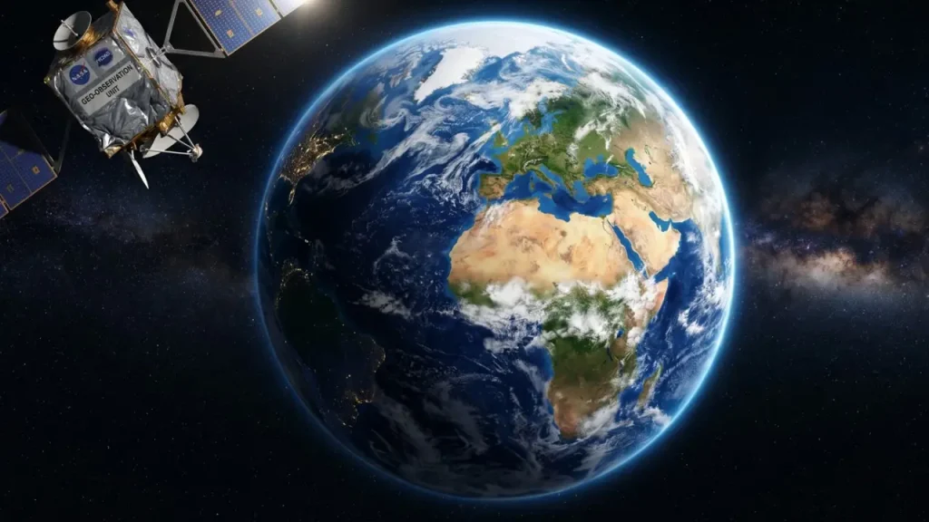 卫星视角的地球-地球与地球仪
