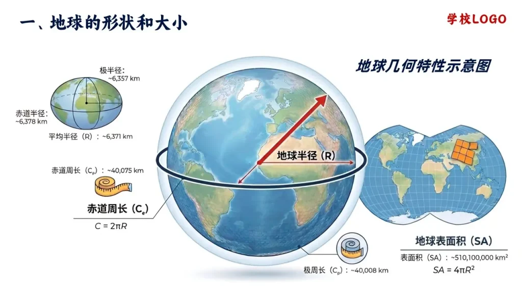 地球几何特性示意图-地球与地球仪