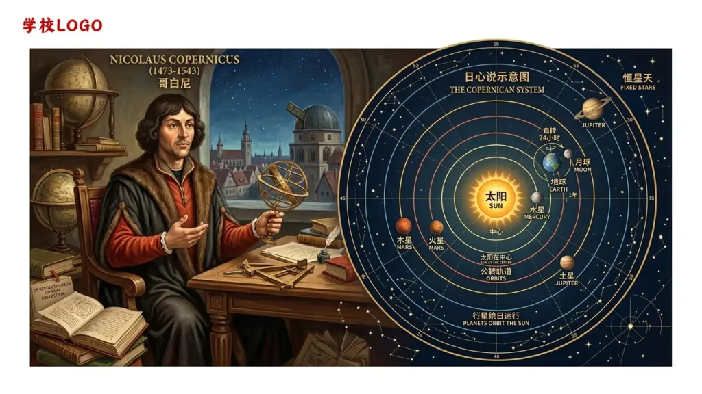 地球的运动-日心说示意图