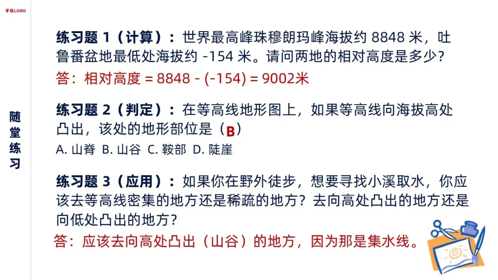地形图的判读-随堂练习