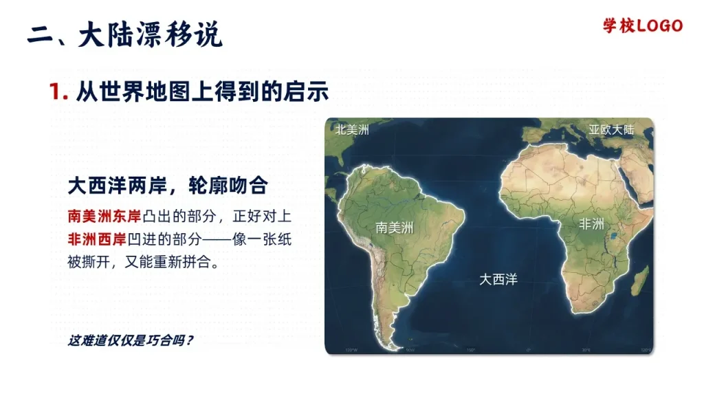 海陆的变迁-大陆漂移说-从世界地图上得到的启示